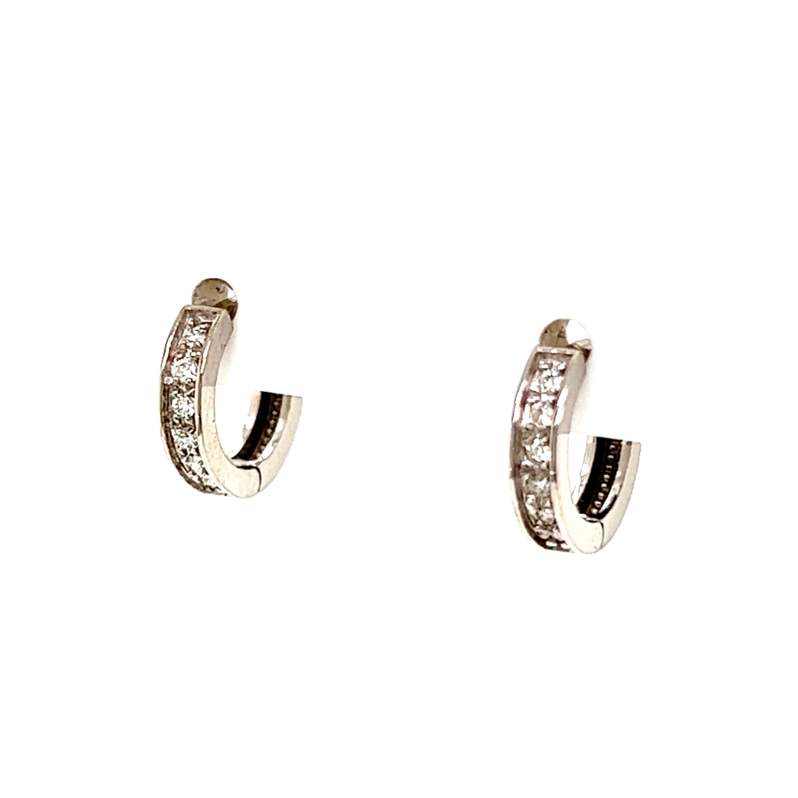 Lady s White 14 Karat Earrings With 12=0.12Tw Round Brilliant G SI Diamonds